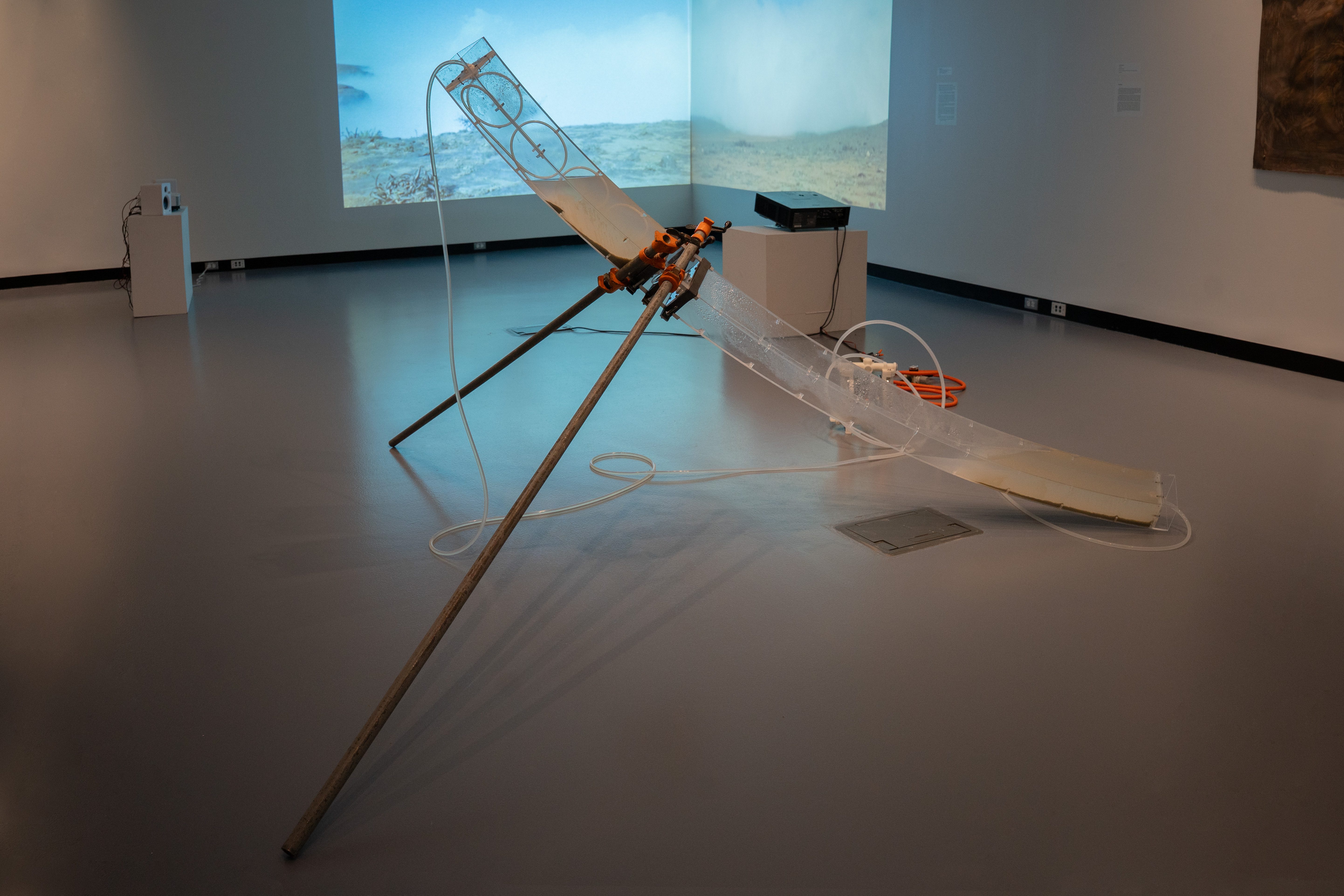 Photo of Holding Patterns installation by Eric Rannestad. Gallery 92, Harvard University. Allston, MA. 2026