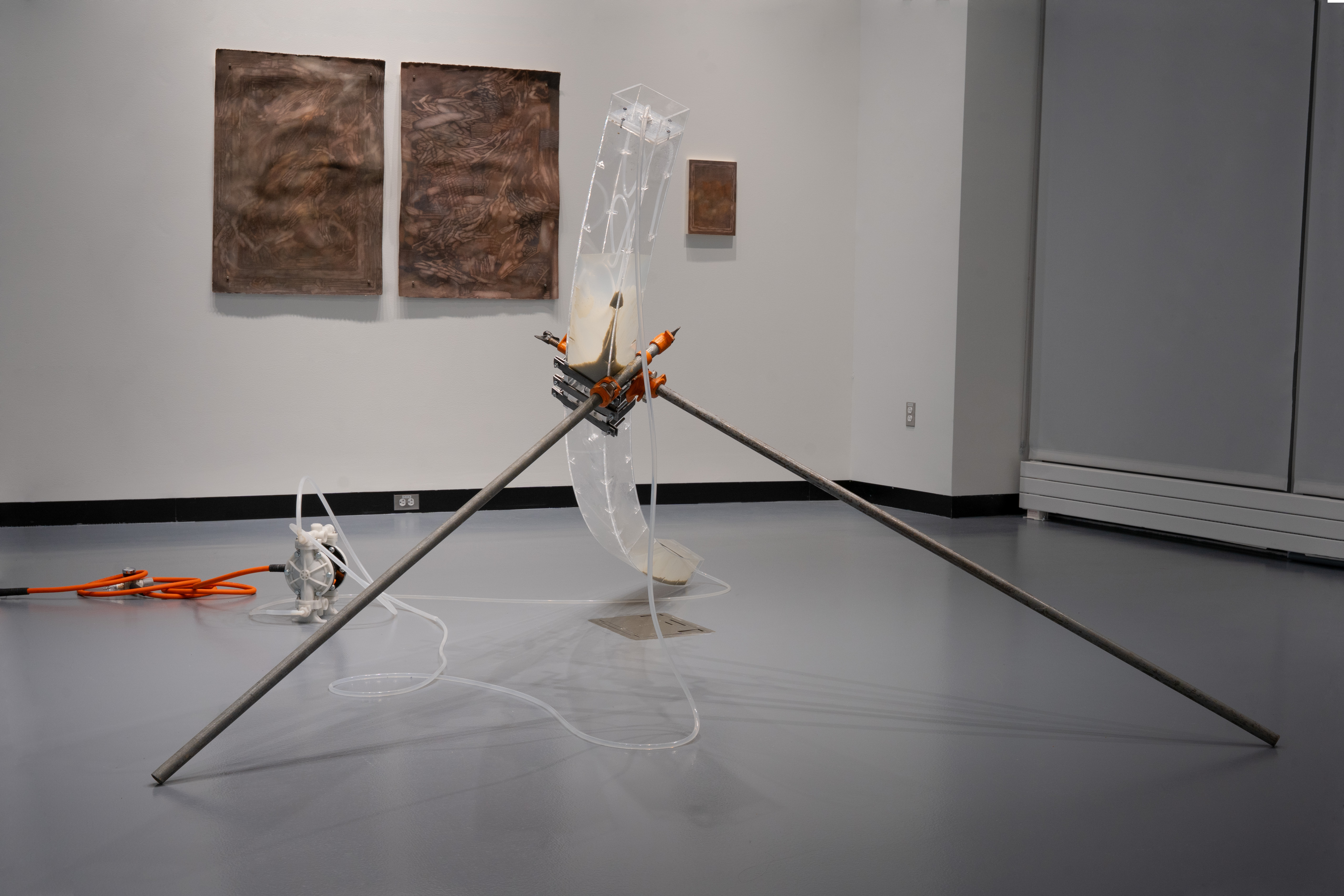 Photo of Holding Patterns installation by Eric Rannestad. Gallery 92, Harvard University. Allston, MA. 2026